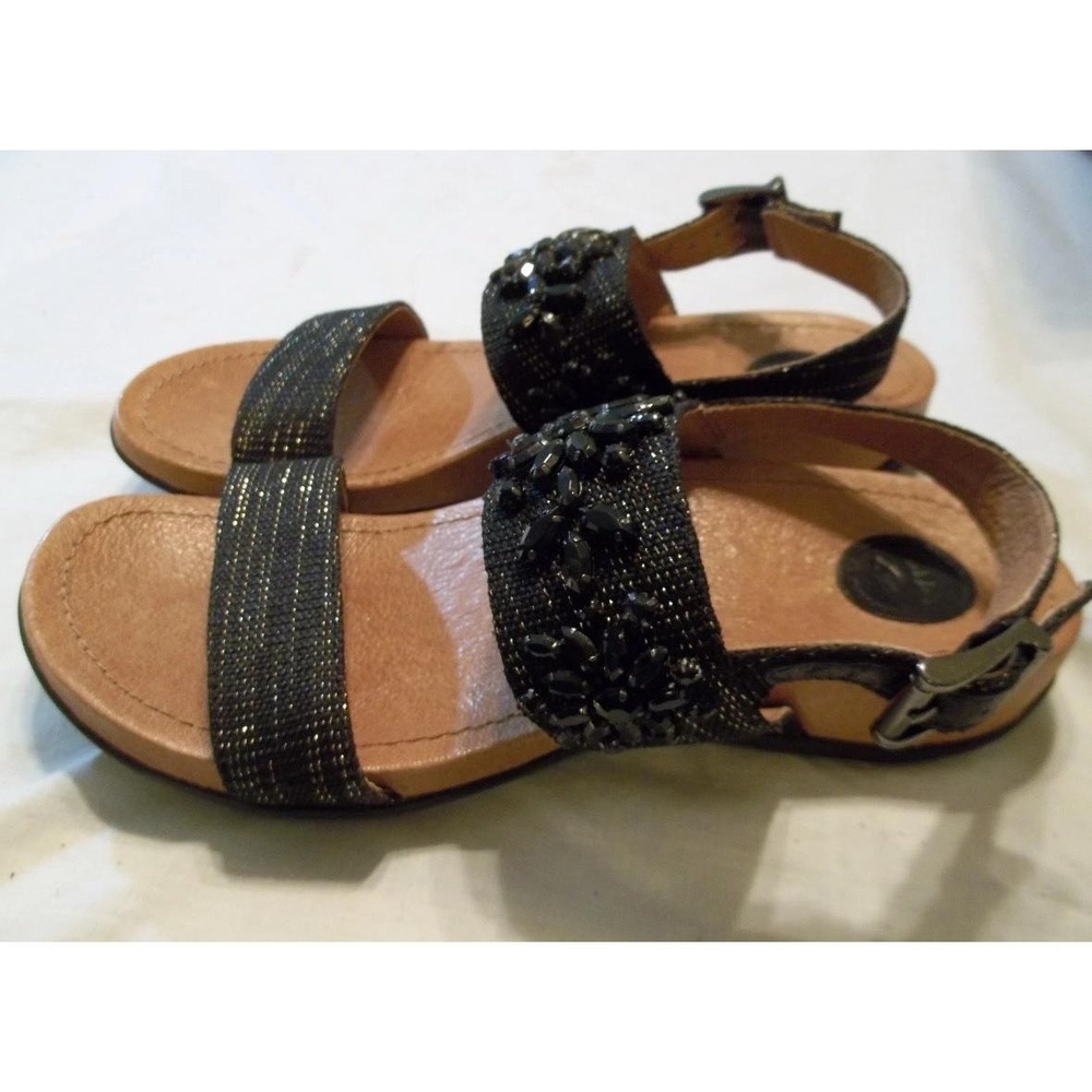 NURTURE by Lamaze Sandals Womens US 8.5M Black Beaded Ankle Strap Flat Casual - Picture 2 of 6